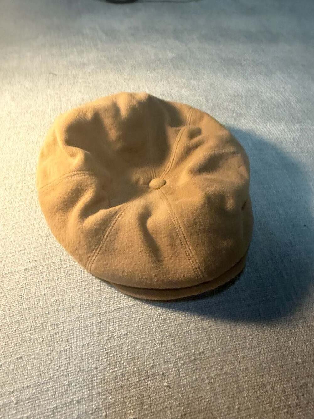 Vintage Union Made Tan Wool 8-Panel Newsboy Cap
